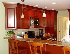 kitchen with built in dining ell